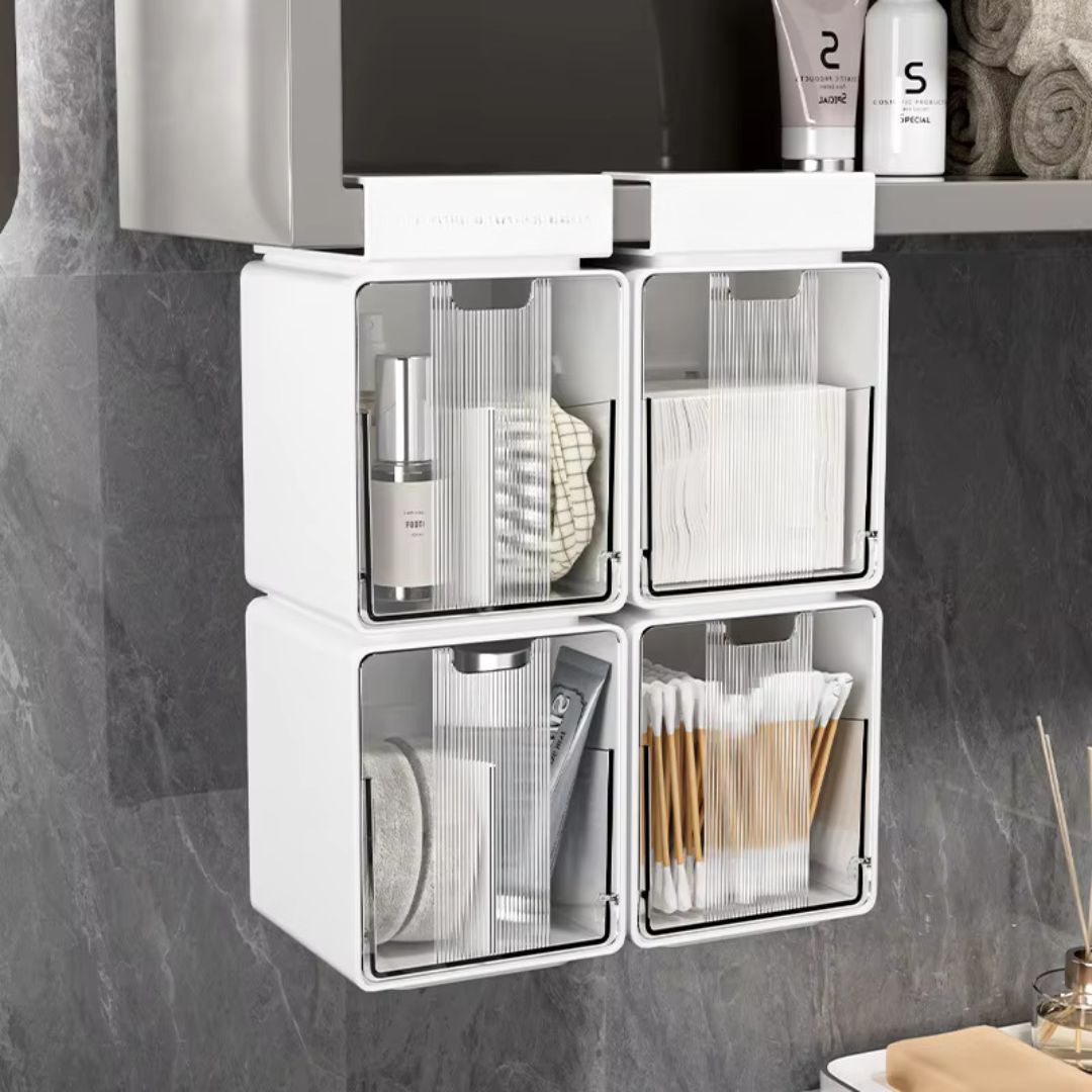 SlideBox - Stick-On Bathroom Organizer